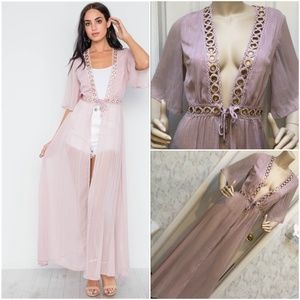 Blush Pink Sheer Chiffon Duster